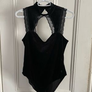 Velour black bodysuit